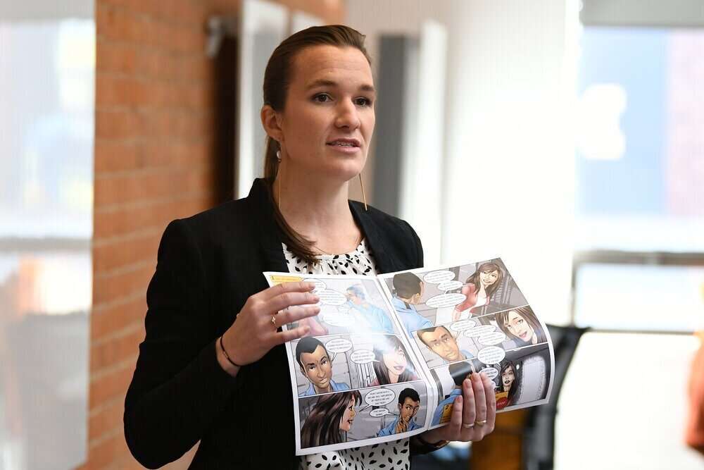 Wolf & Heron facilitator presenting a story illustration